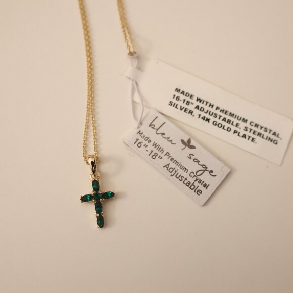 Emerald Cross Necklace - Picture 6 of 9